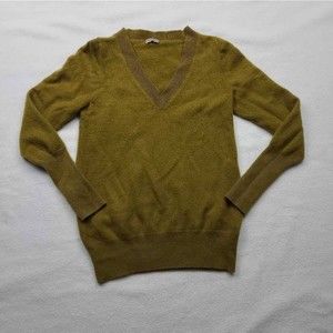 J.Crew Womens Pullover Boyfriend Sweater Green Cashmere Long Sleeve V Neck S